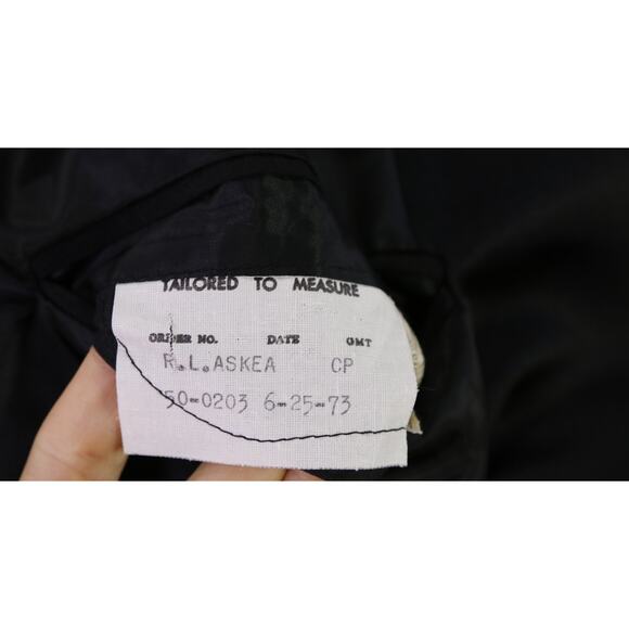 Tom James Vintage 70s Black Peak Lapel Tuxedo Blazer Jacket Wedding Custom 46R - Picture 8 of 8